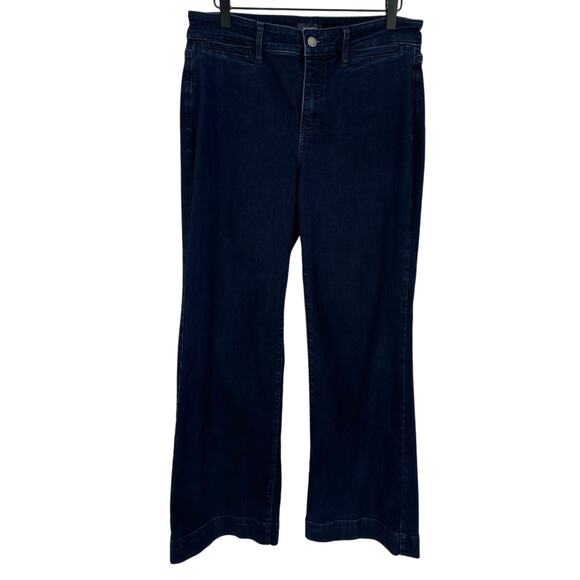 NYDJ Dark Blue Wide Leg High Waist Jeans Dark Wash Casual Office Workwear 10 - Picture 1 of 8